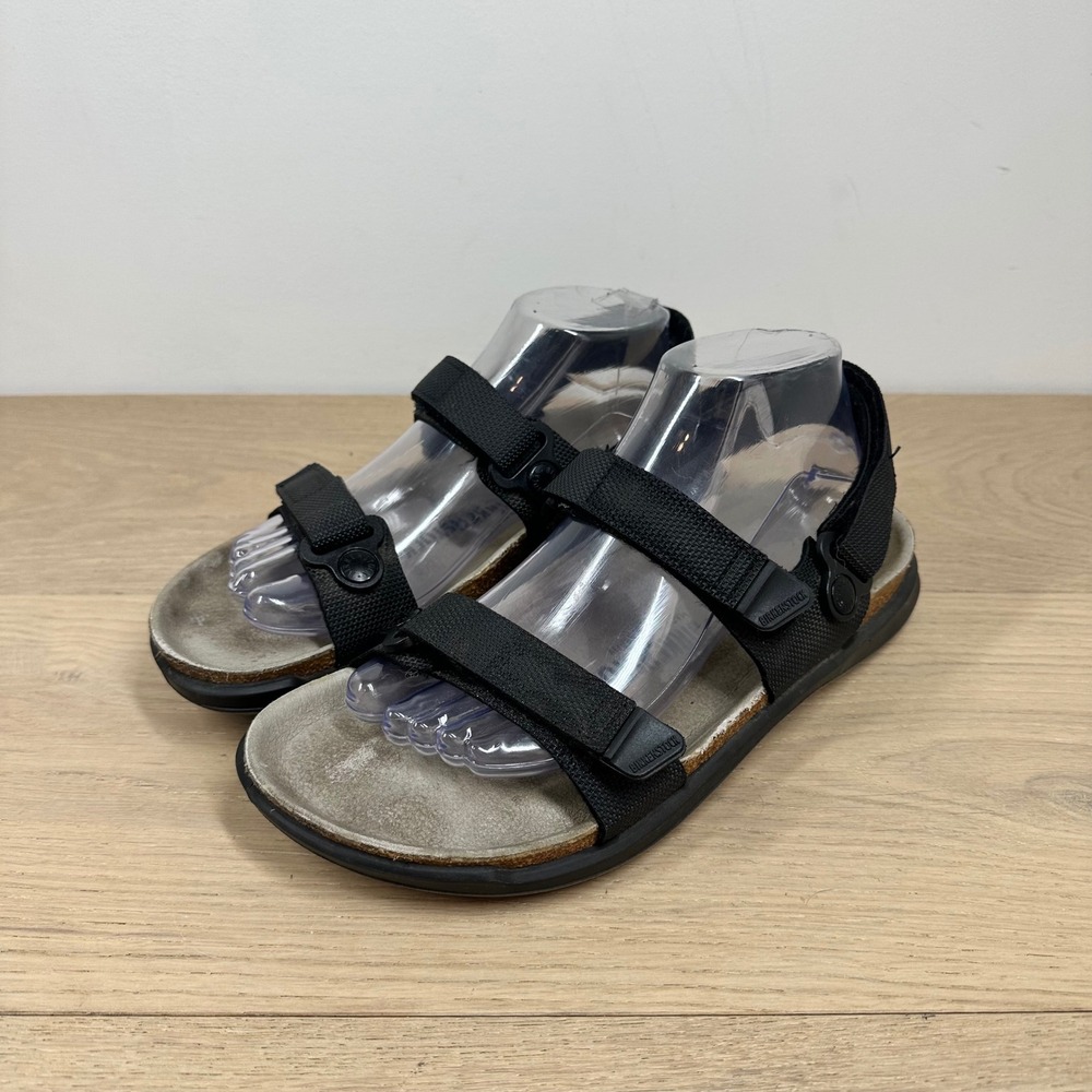 Birkenstock Sahara Sandals Women's 40 Black Birko-Flor Adjustable Straps Sporty